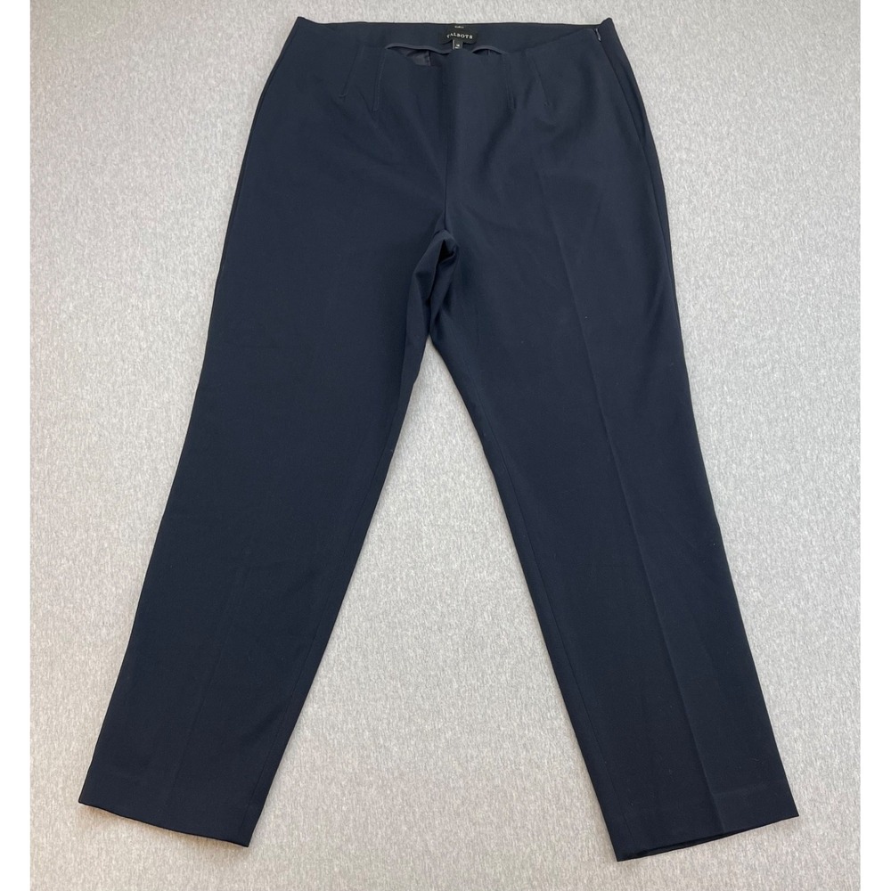 Talbots Pants Womens 14 Navy Blue Stretch Curvy Pull On Straight High-Rise